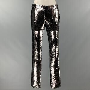 SALLY LAPOINTE Size M Silver Sequined Dress Pants